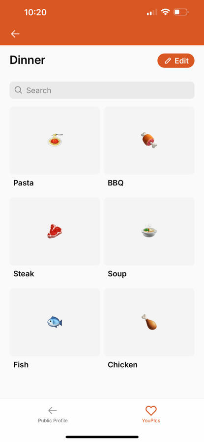 Dinner Emoji choices